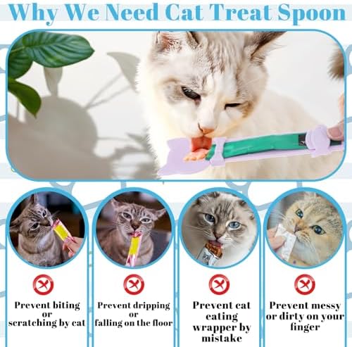 3 Pcs Cat Treat Spoon Squeeze, Cute Pet Feeder Spoon, Multi-Function Lickable Wet Food Dispenser for Liquid Snack Puree Pet Supplies (3 Colors)