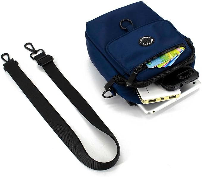 Dog Walking Bag Crossbody Waterproof & Lightweight Treat Pouch for Pet Training, Puppy Treat Tote, Dog Mom Purse (Navy Blue 1.0)
