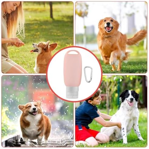 Refillable Silicone Travel Bottle for Dog 3oz (90ml) | Small Refillable Squeeze Bottles with Carabiner | Food-Safe Material