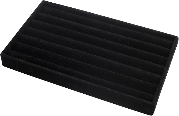 Velvet Jewelry Organizer Tray, Black 8 Rolls | Stackable Jewelry Storage Display Tray for Drawer Dresser Cloest Organizer
