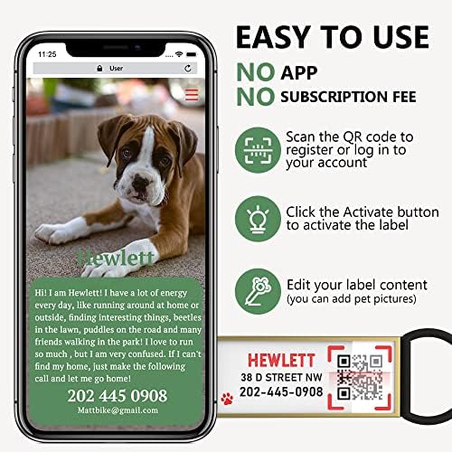 QR Code Dog Tag, Silent Slide-On Pet ID Name Tag for Dogs, Cats & Horses – Custom Personalized Noiseless Tag with Jingle-Free Fit & Online Profile Display