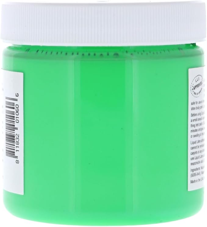 Fluorescent Green 4 Oz - Liquid Latex Black Light UV, Bright Green Cosplay Halloween, Alien Latex Face and Body Paint for Adults and Kids