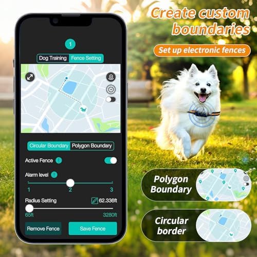 Wireless GPS Dog Fence Collar – 4G Smart Tracker with Geo-Fence, Free APP, History Route, IP67 Waterproof, 500mAh Battery, No Subscription – for Medium & Large Dogs