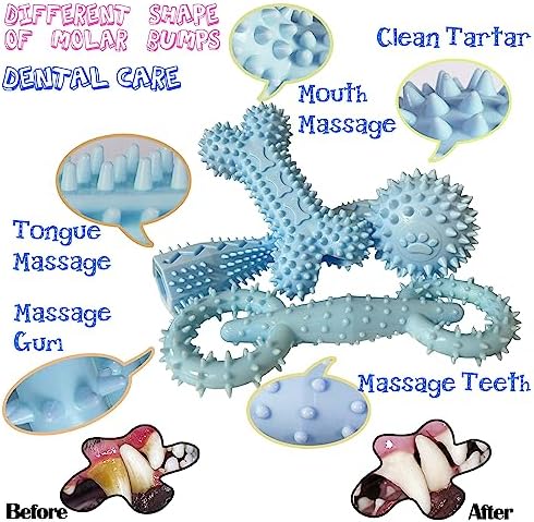 4-Pack Soft Rubber Puppy Teething Toys for 2-8 Months Puppies,Blue