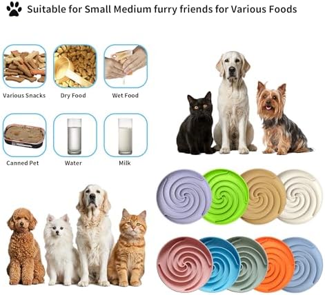 Bifeaw Slow Feeder Dog Bowls, Dishwasher Microwave Safe Silicone Puppy Puzzle Bowl with Non-Slip Design for Eating (White and Purple)