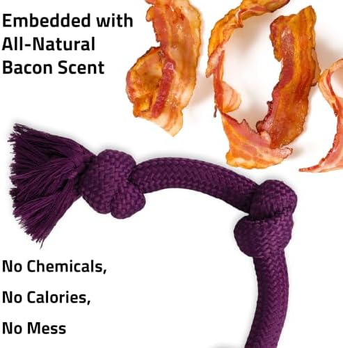 Playology Tug Rope Dog Toys for Large Breed Dogs - Jumbo, Bacon Scent