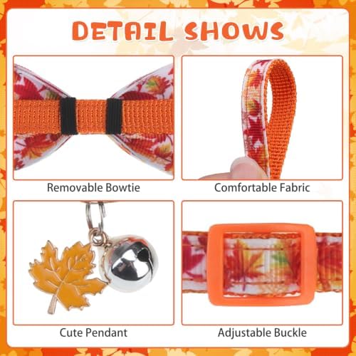KOOLTAIL Cat Collar with Bow Tie and Bell - 3 Pack Cute Cat Collars Breakaway,Adjustable Kitten Collar with Safety Buckle for Girl Boy Kitty Holiday