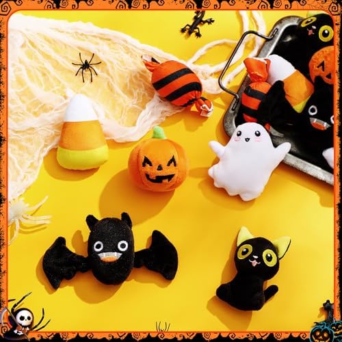 24 Pcs Halloween Dog Squeaky Toys, Pumpkin Bat Candy Ghost Cat