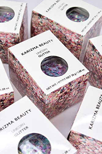 KARIZMA Unicorn Body Glitter. 30g Chunky Face, Hair, Eye and Body for Women. Rave Festival Accessories, Cosmetic Makeup. Loose Set