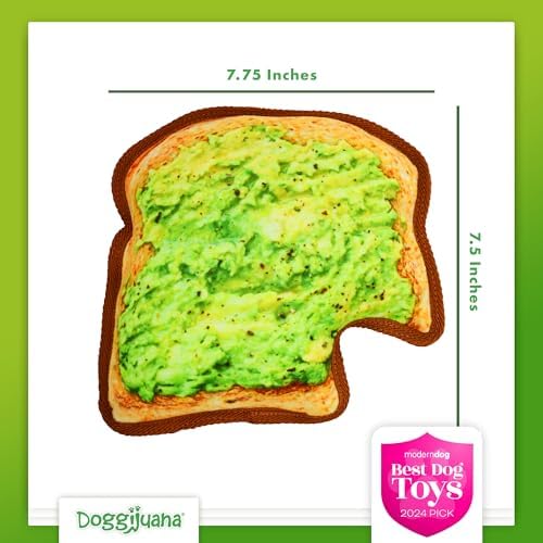 Doggijuana Tuffer Chewer Dog Toy, Avocado Toast | Plush, Squeaky