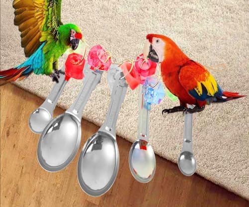 Bird Chew Toys, Parrot Toys, Spoon&Ring Toy for Small/Medium Birds