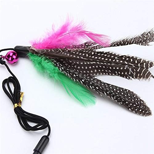 Cat Interactive Toy Stick Feather Wand with Small Bell Mouse Cage Toys Plastic Artificial Colorful Cat Teaser Toy Pet Supplies (Tpye1)