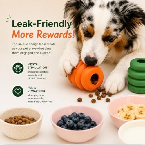 Green Sheep Enrichment Dog Ball for Small Dogs, Natural Rubber Treat Dispensing Chew Toy for Mental Stimulation & Boredom Relief, Interactive Dog Toys, Green