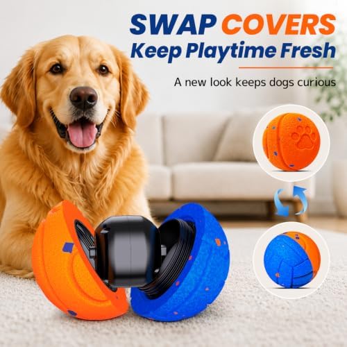 Smart Interactive Dog Toy to Keep Them Busy, Automatic Moving, E-TPU Material, 3 Interactive Modes, IPX7 Waterproof, USB Rechargeable, Active Rolling Ball for Puppy, Medium and Large Dogs