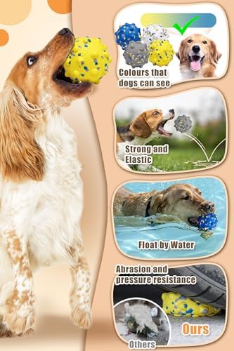 Moonorange 3.7'' Dog Balls for Dogs Aggressive Chewers Indestructible Tennis Durable Bouncy Interactive Dog Toy Balls for Fetch Game Floating Balls (Yellow Large)