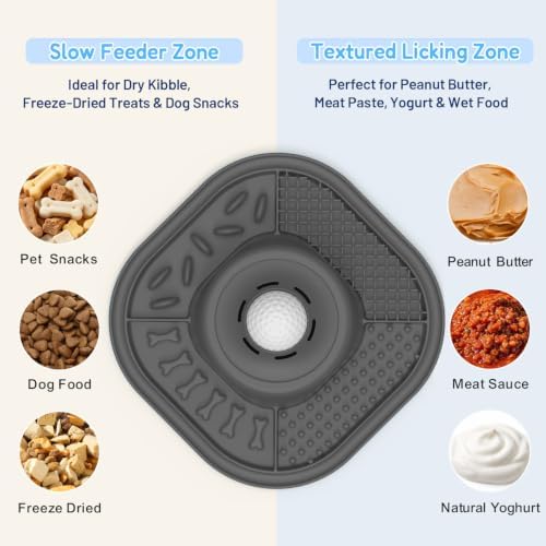 Lick Mat for Dogs & Cats with Interactive Rolling Ball & Suction Cups