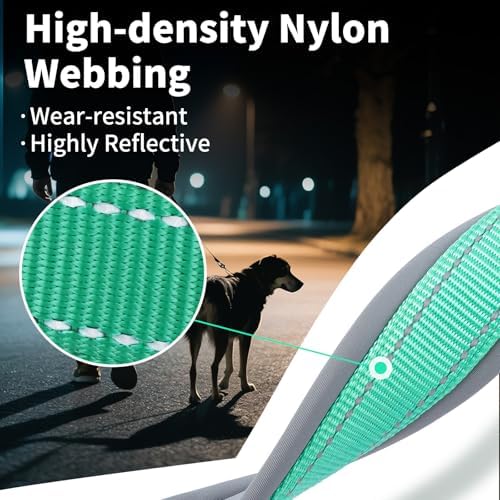 Segarty Reflective Boy Dog Collar for Dogs Neck 14.5-18.9in, Adjustable Wide Soft Comfortable Breathable Neoprene Padded Nylon Collar with Heavy Duty Metal Buckle for Medium Small Breeds (M, Green)