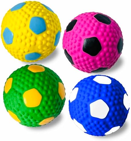 HOLYSTEED Squeaky Dog Toys for Medium Dogs, 2.6" Round Latex Soccer Balls