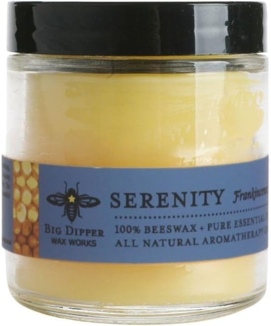 Big Dipper Wax Works Beeswax Aromatherapy Candle, Serenity, Apothecary Glass, Frankincense & Lavender Scented, 25-Hour Burn, Pure Essential Oils, 2" x 2.5"