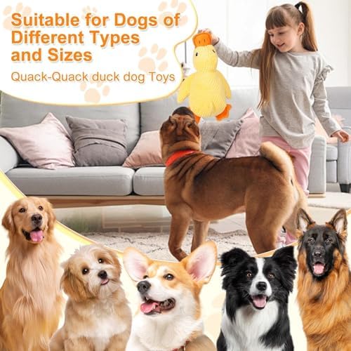 Duck Dog Toy for Aggressive Chewers, Calming Duck Toy for Dogs with Quacking Sound, Mellow Dog Calming Pillow, Safe and Durable(Yellow 17.7in)