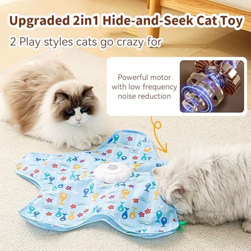 Interactive Touch Activated Hide and Seek Cat Toys for Indoor Cats, Blue