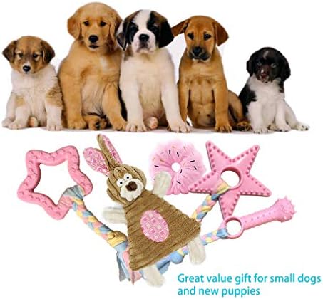 Volacopets Puppy Toys for Teething, Puppy Chew Toys for Small Dogs, Crinkle Dog Toys Small Breed Boredom and stimulating, Dog Toys for Small Dogs, Pink, 5-Pack