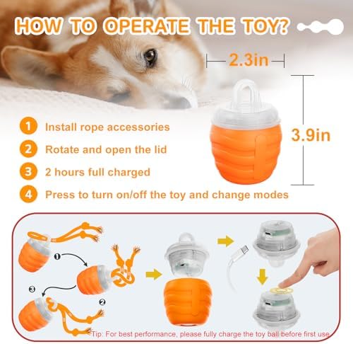 Interactive Dog Toys Ball, Automatic Motion Activated Dog Interactive Toy for Medium/Large Dogs, Moving Dogs Ball for Boredom(Blue)