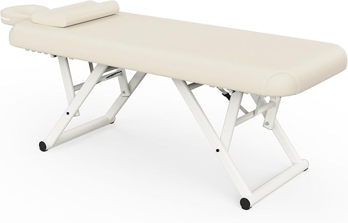 Heavy Duty Stationary Massage Table - Adjustable Massage Table With Adjustable Height & Fixed Backrest, Treatment Tables With PU Leather, C-Shaped Pillow and Sturdy Metal Frame Support Up to 1000LBS