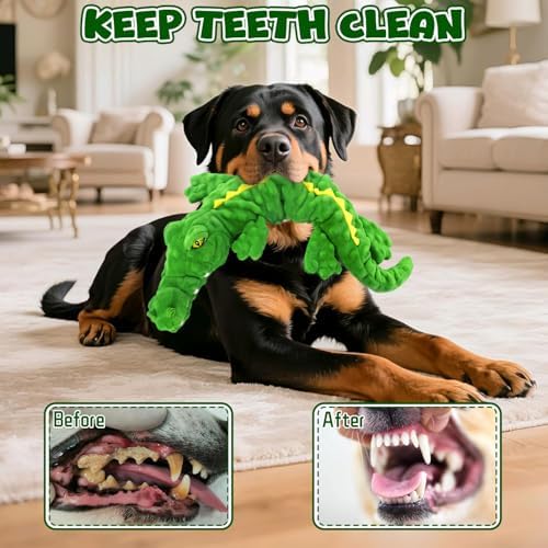 Squeaky Plush Crocodile Dog Toy - Interactive Stuffed Animal for Tug of War