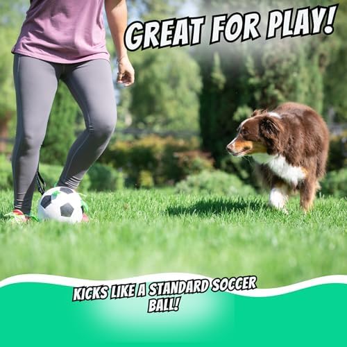 Hyper Pet Grab Tabs Dog Soccer Ball with Straps (7.5") Indoor or Outdoor; Interactive Durable Fetch Ball with Tug Toy for All Dog Breeds