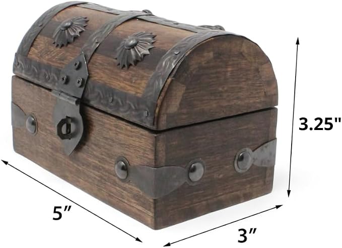 Treasure Chest Keepsake and Jewelry Box Wood - Decorative Treasure Box