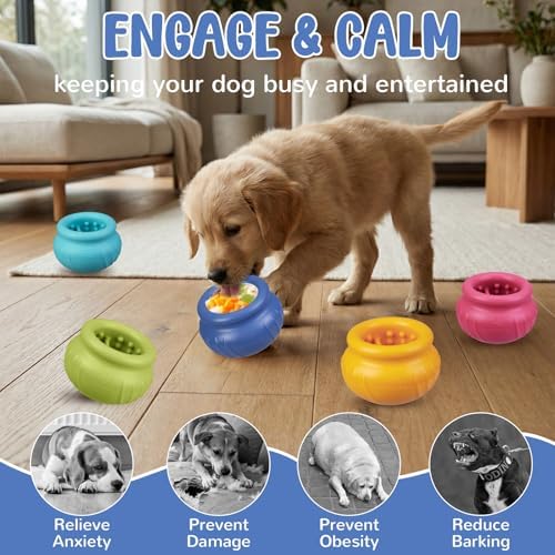 Wobbly Dog Enrichment Lick Toy, Stuffable Frozen Lick Bowl to Keep Dogs Busy, Long-Lasting Interactive Treat Dispensing Dog Toy, Silicone Fetch Catch Chew Toy(Dark Blue,S)