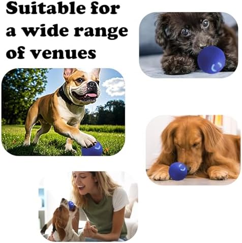 Interactive Duraspin Dog Ball, Self-Bouncing Vibrating & Auto-Rolling, Auto Stop Touch Start Jumping Ball Toy for Medium/Large Dogs (67mm, Blue)