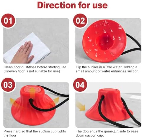 Dog Suction Cup Toy, Suction Cup Dog Toy Tug of War Food Dispensing Ball Play and Exercise Activity for Medium and Large Dogs Self Play Dogs Toys (2, Red)
