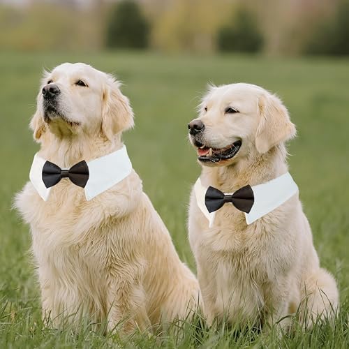 Dog Bowtie, KOOLMOX Dog Bow Tie Collar Handcrafted Adjustable Formal Pet Black Bowtie Neck Bow for Dogs Medium to Large Boy Dogs Tuxedo Collar Pet Wedding Birthday Gift