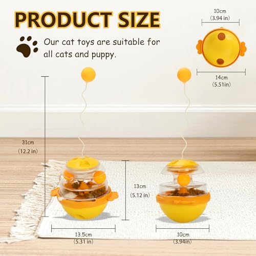 Interactive Cat Toys for Indoor Cats Tumbler Toy with Tracking Balls Slow Food Dispenser Feeding Pet, Fun & Engaging Cat Toys Exercise, Durable & Safe