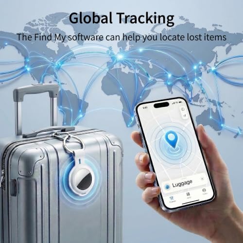Tracker Tags 2 Pack[Apple MFi Certified]Works with Apple Find My (iOS Only) | Air Bluetooth Smart Tag Item Locator Key Finder Waterproof Worldwide Tracking Devices for Luggage Wallets Pets Kids Dogs Bags