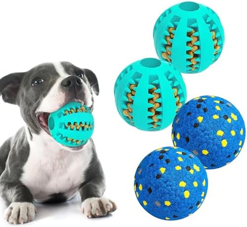 Idepet Dog Toy Ball Tennis Balls for Aggressive Chewers,Nontoxic Bite Resistant Toys ETPU High-Bounce Floating Fetch Toys for Teething for Small Medium Dogs (Blue&Blue, 4 Balls-2.75in)