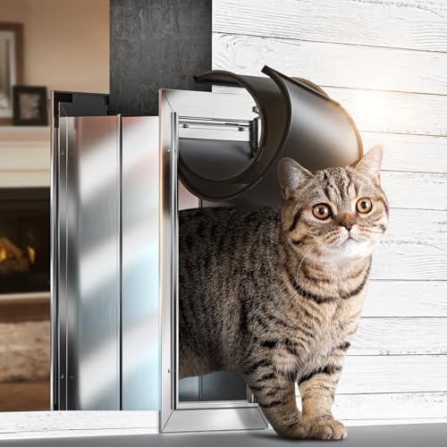 Cat Door for Wall, Small Pet Door, Heavy Duty Doggy Door, All Aluminum Frame, 2 Magnetic Flaps, Energy Efficient, Telescoping Tunnel, Sliding Lock Panel, Easy to Install (Pets Up to 22 LB) | 2 Magnetic Flaps, Energy Efficient, Wide Telescoping Tunnel, ...