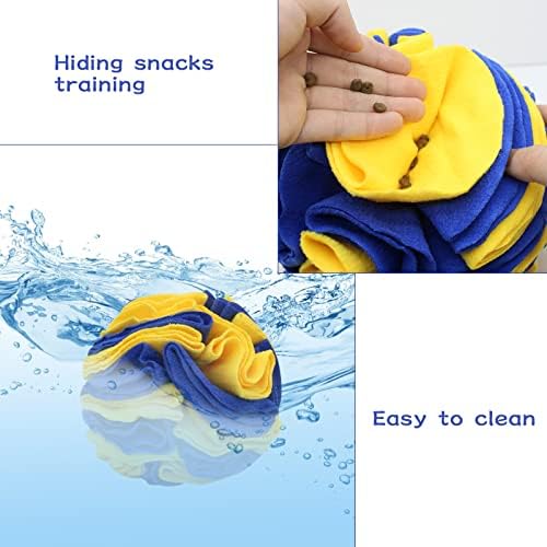 WishLotus Dog Snuffle Ball - Interactive Puzzle Toys for Dogs, Enrichment Feeding Mat Slow Feeder Stress Relief (Yellow+Blue)