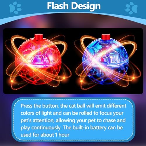 Sratte 6 Pcs Cat Ball Ghost Hunting Light up Toy, Bright Color