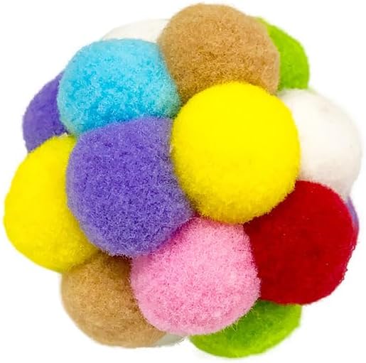 Cat Ball Toy Squeaky Cat Chase Pom Pom Cat Toys Bell Inside Self Play 6Pcs