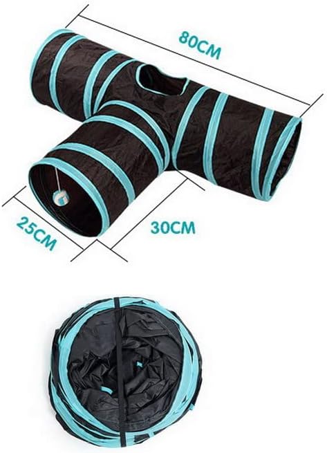 Cat Tunnels, Pet Ferret Rabbit Bunny Tunnels Tubes Subway Habitats, T-Style, DIY Cat Peekaboo Maze House Tent Bed, Kitten Interactive Toy (T Type 3 Way (Straight))