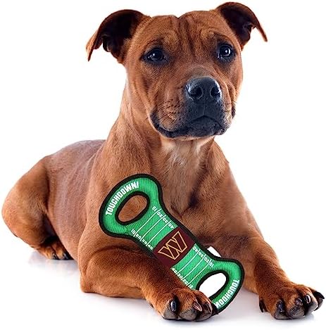 Pets First NFL Washington Commanders Football Field Dog Toy with Double Rim Stitching & Inner Squeaker, Team Color (WAC-3030)