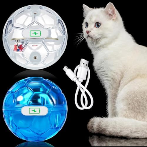 Sratte 2 Pcs Rechargeable Light up Cat Ball Ghost Hunting, Blue