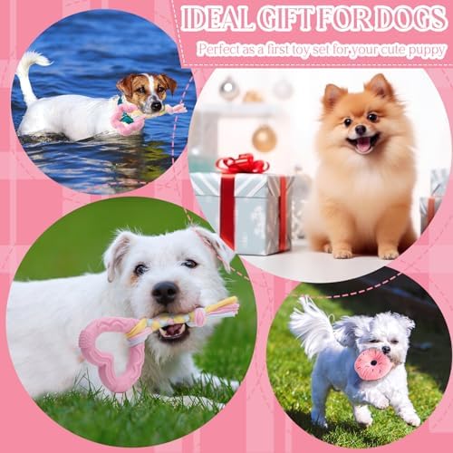 9Pack Pink Puppy Toys for Teething Treat