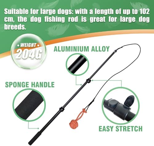 Flirt Pole for Dogs Heavy Duty 40inch Extendable Aluminum Alloy Dog Flirt Pole for Large/Medium/Small Gogs,Interactive Dog Toys for Indoor/Outdoor