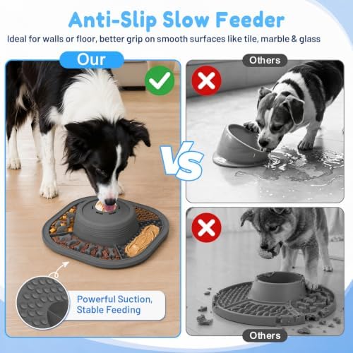 Lick Mat for Dogs & Cats with Interactive Rolling Ball & Suction Cups