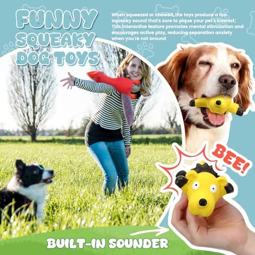 30 Pcs Latex Squeaky Dog Toys Soft Rubber Dog Chew Toy Animal Standing Stick Puppy Fetch Interactive Play Assorted Accessories for Small Medium Large Pets