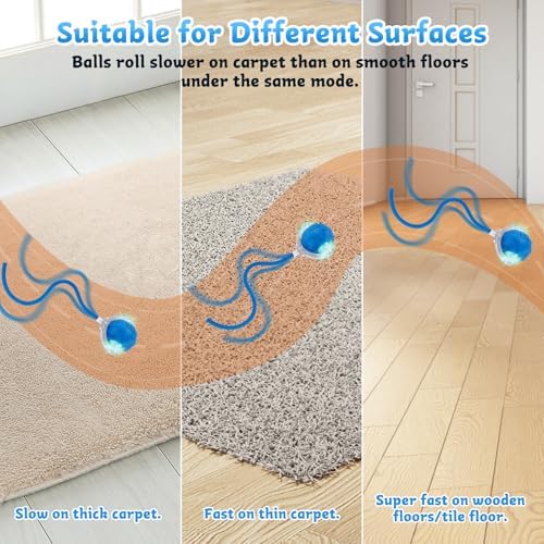 Interactive Cat Toys for Indoor Cats - Rechargeable Fast Rolling Ball